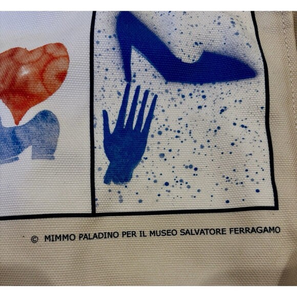 SALVATORE Ferragamo Fatti A Mano Canvas Museum Totebag Collab W/Mimmo Paladino - Picture 15 of 15